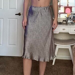 Sienna Sky Shimmering Silver Midi Skirt